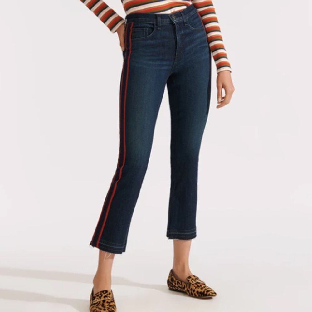 NWT Veronica Beard Carolyn Tuxedo Stripe Baby Boot Crop Jeans 25